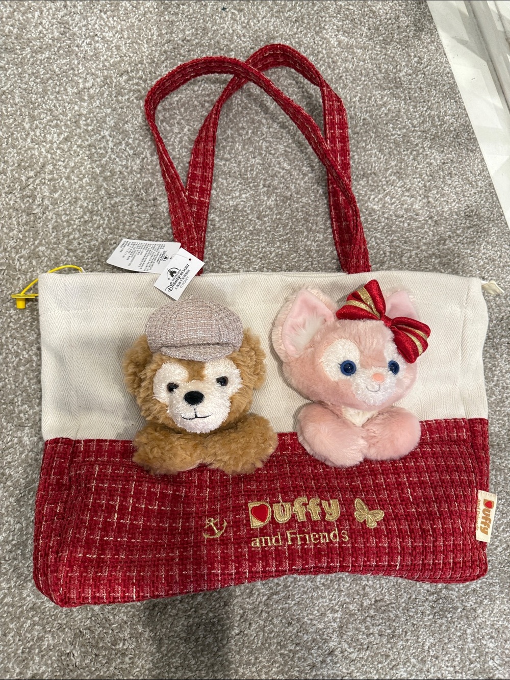 Special Edition Disney Red&White Duffy & Friends Tweed Shoulder Tote - Picture 3 of 8